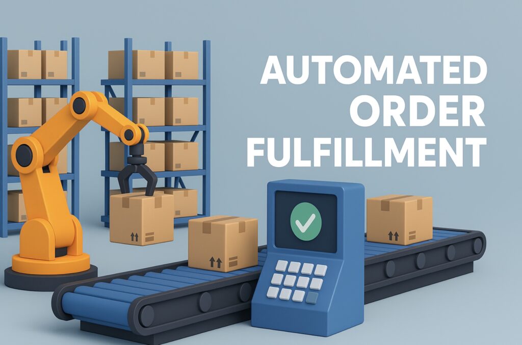 Automated fulfillment is the implementation of technology and resources to automatically manage the fulfillment process, which helps to speed up operations, save time, and reduce human error. By leveraging automation, businesses can handle increasing order volumes with ease and maintain high standards of accuracy and customer satisfaction.